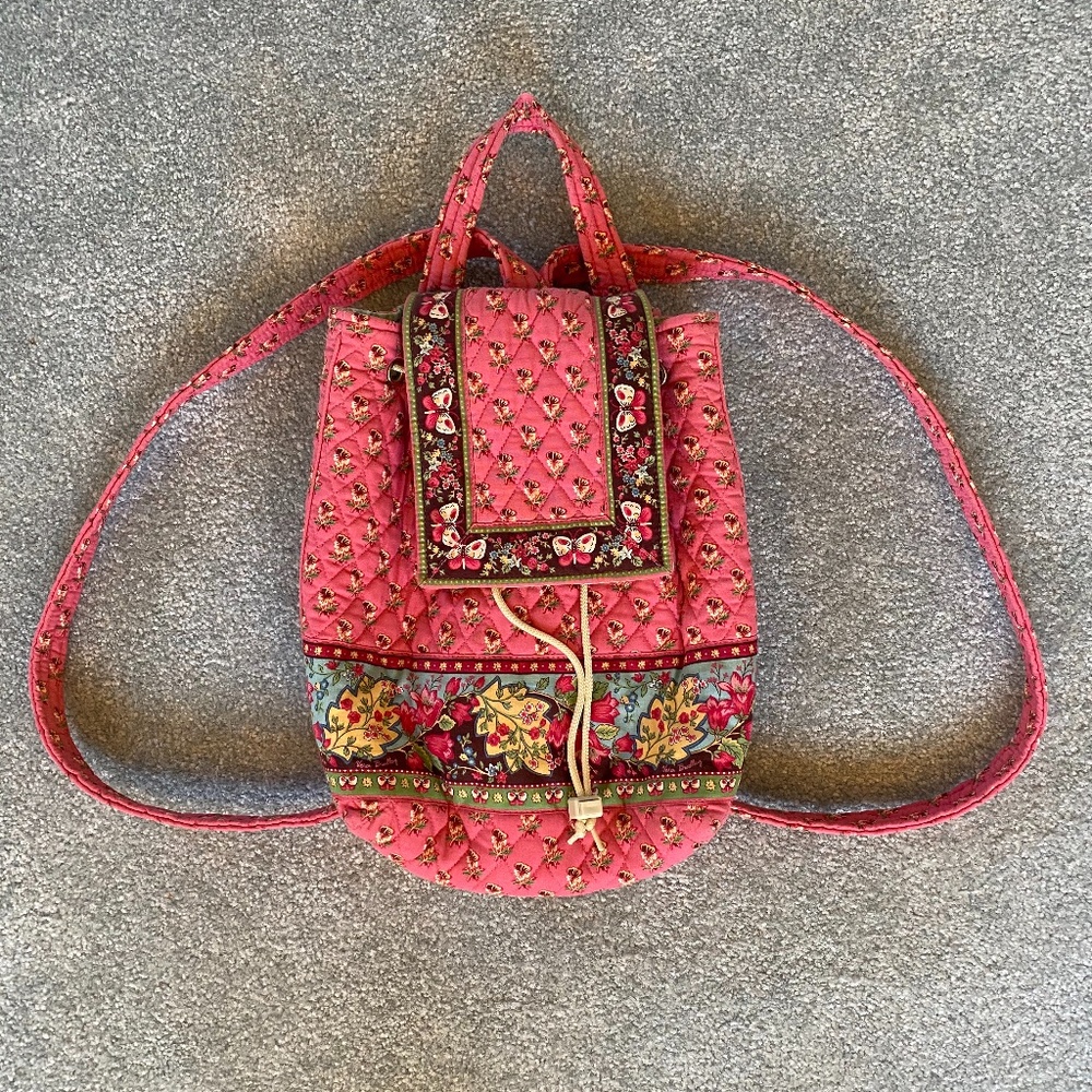 Vera Bradley Pink Pansy drawstring backpack